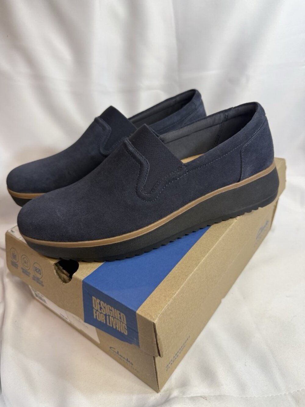 Clarks Size 11 M Zylah Sky Navy Suede Shoes Women’s Comfort - Picture 5 of 11